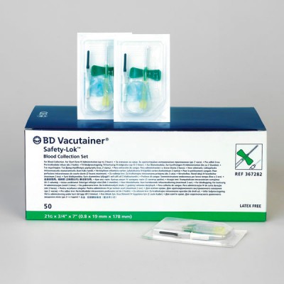 Vacutainer Safety Lok Blutentnahmeset, 21G, 30 cm Schlauch, Lueradapter, 50 St.