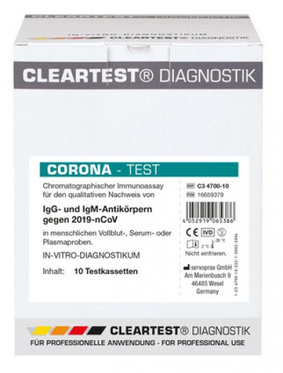 Cleartest Corona, 10 Tests Nachweis von Covid-19