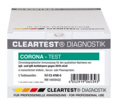 Cleartest Corona, 5 Tests Nachweis von Covid-19